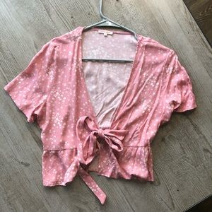 PACSUN PINK FLOWET TIE TOP